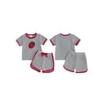 thumbnail image 2 of BemeyourBBs Toddler Baby Girl Boys Summer Clothes Cute Infant Baby Girls Cherry Strawberry Watermelon Outfit Striped Short Sleeve T Shirt Tops and Shorts 2 Pcs Set, 2 of 9