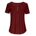 thumbnail image 3 of Ounisa Womens Summer Short Sleeve Tops Solid Casual Crochet Eyelet Shirts Dressy Blouses for Business & Casual Wear, 3 of 7