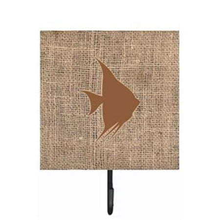 

Carolines Treasures BB1022-BL-BN-SH4 Fish - Angel Fish Burlap and Brown Leash Or Key Holder