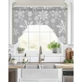 thumbnail image 2 of Grey Christmas Kitchen Curtains Swag Valance for Windows/Bathroom/Cafe, Xmas Snowflake White Rod Pocket Drape Panel Swag Curtains Valance for Bedroom/Living Room 56"x36", 2 of 6