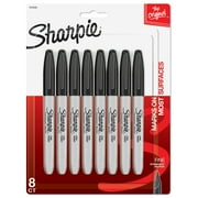 Sharpie Permanent Markers, Fine Point, Black, 8 Count
