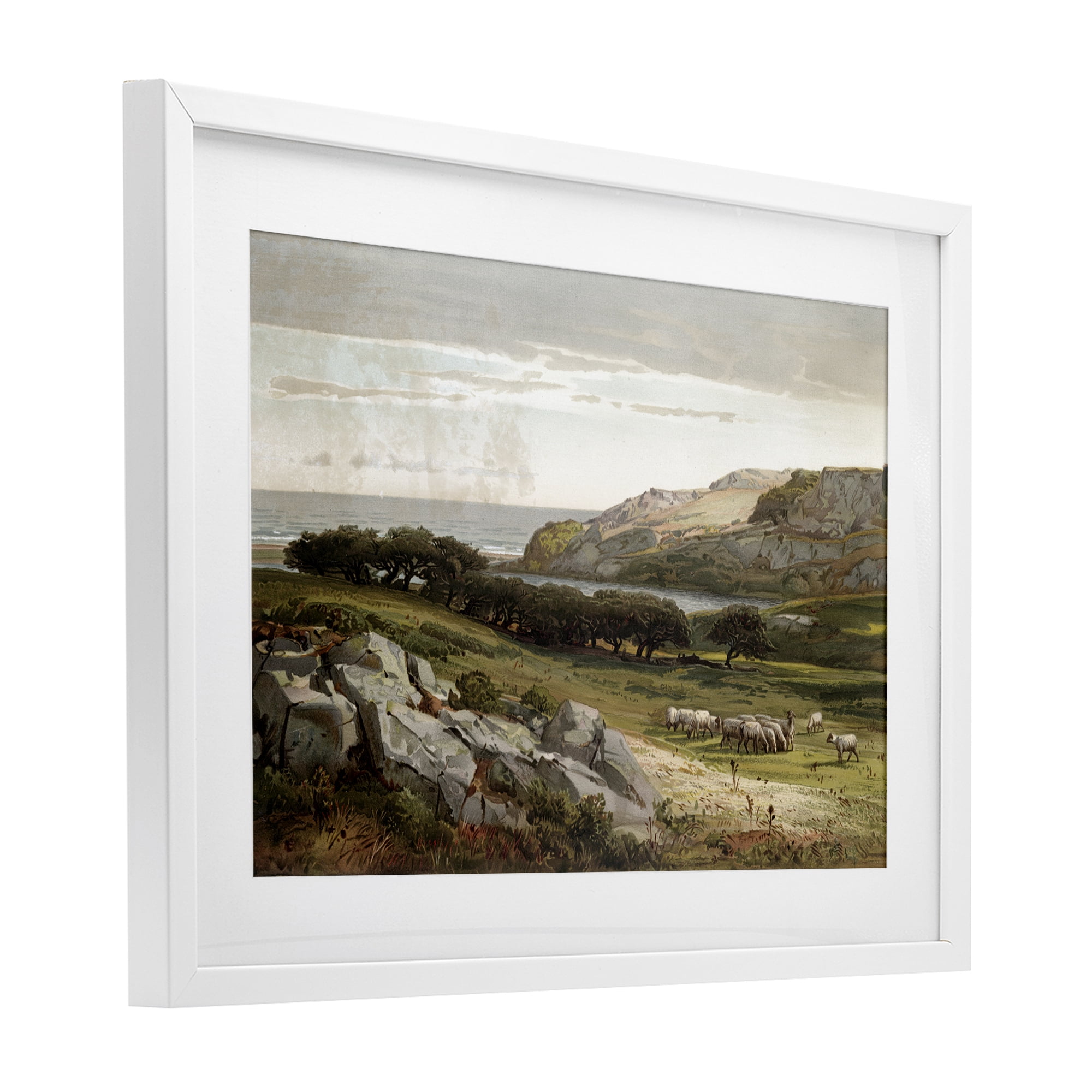 Stupell Industries Sheep in Passionate Landscape White Framed Print Under Glass, design by Lula Bijoux & co.