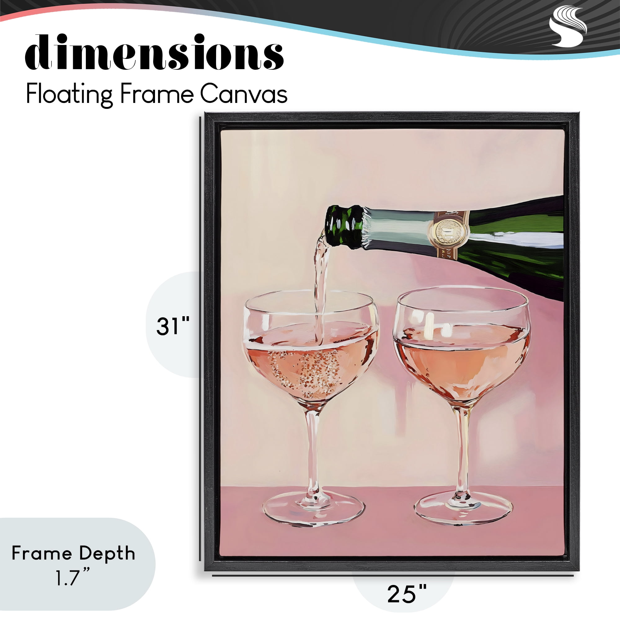 Stupell Industries Pink Champagne Toast for Two Black Framed Floater Canvas Wall Art, design by The Prints Vibe