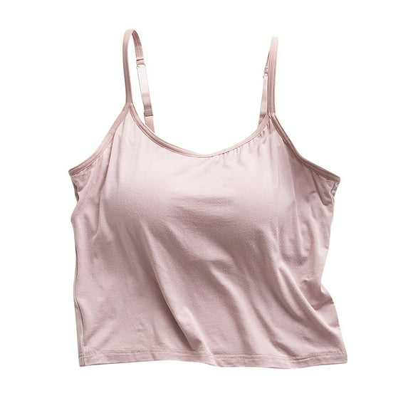 LLYWEY Tops Cortos para Mujer con Sostén Incorporado - Tirantes Finos Acolchados sin Mangas Tops Cortos Tipo Tank