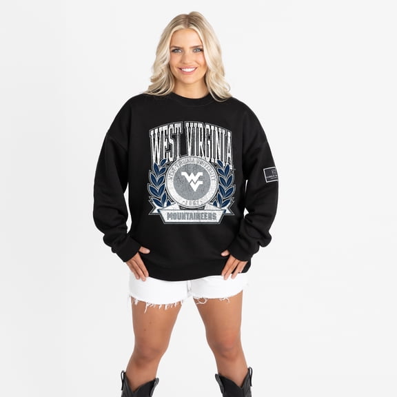 Women's Gameday Couture Black West Virginia Mountaineers Oversized Victory Lane Black Label Premium Sweatshirt