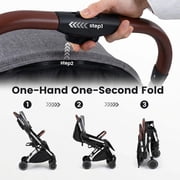 INFANS Travel Stroller, Lightweight Compact Baby Stroller for Airplane with One-Hand Fold, Multi-Position Recline, Canopy, 4 Wheel Suspension, Storage Basket