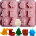 thumbnail image 2 of SIQINZONGWA (2 unidades) moldes de jabón navideños, moldes de silicona navideños para hacer jabón, hacer velas, hornear pasteles, calcetines de árbol de Navidad, copo de nieve, caja de regalo de Papá, 2 of 4