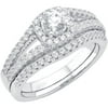 Arista 3/8 Carat T.G.W. Australian Crystal and Cubic Zirconia Halo Bridal Set in Sterling Silver