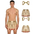 thumbnail image 6 of Aislor Mens Metallic Cupid Set Shiny Valentines Outfits Chest Harness with Slit Skirt Gold XL, 6 of 7