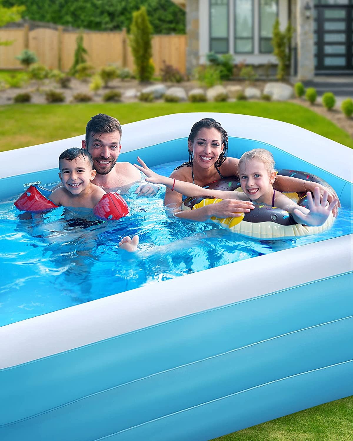 Naipo 95In Inflatable Swimming Pool Family Inflatable Pool Full-Sized Blow Up Pool Square Easy Set 95''*56''*22'' For Summer Play