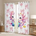 thumbnail image 2 of Homewish Cartoon Boba Axolotl Curtains Pack of 2 (42x84 Each) for Teens, Cute Flower Floral Curtains Blackout, Pink Bowknot Ribbon Bedroom Curtains, Window Curtains Bedroom Decor, 2 of 6