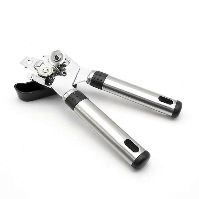 Abridor de tapas de latas de acero inoxidable multifuncional, práctico y duradero, manual para quitar tapas de botellas y tarros.