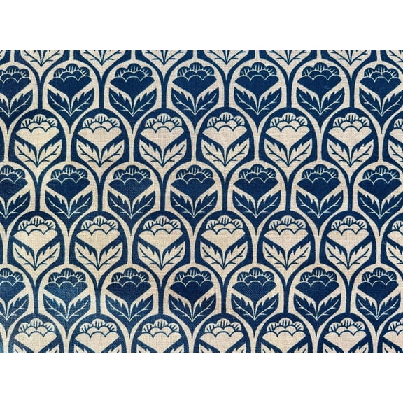 On A Fall Day Fabric - 85% Cotton 15% Linen Canvas, Medium-Weight, Durable, Soft, Scallop Flower Print, Harvest Brown 1/2 Yard, 44" Wide