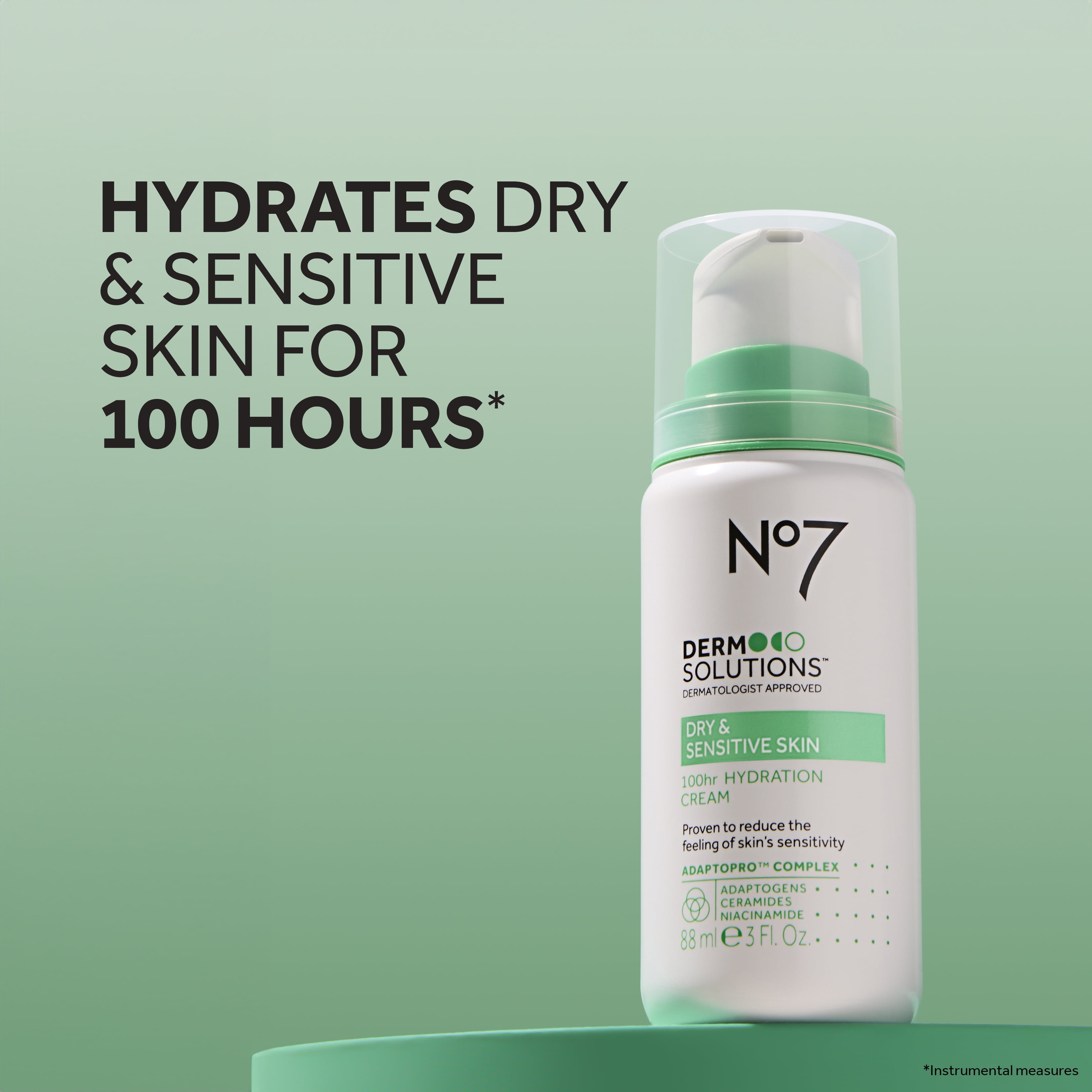 No7 Derm Solutions 100hr Hydrating Face Moisturizer, for Normal to Dry & Sensitive Skin, 3oz