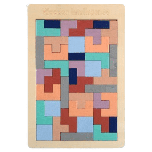 Wood Intelligence Wooden Tetris - Block Puzzle Intelligence Toy Set