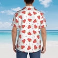 thumbnail image 6 of Xecao Hand Drawn Strawberry print Hawaiian shirt - a stylish short-sleeve button-down for men, perfect for casual beach and tropical outings., 6 of 9