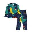 thumbnail image 2 of Junzan Dinosau Space Explorer Print Womens Pajama Sets,Long Sleeve Button Down For Women Pjs 2 Piece, 2 of 9