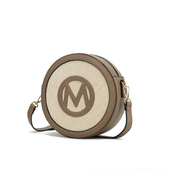 MKF Collection Acacia Circle Crossbody Bag for Women, Vegan Leather Handbag Round Purse By Mia K - Taupe