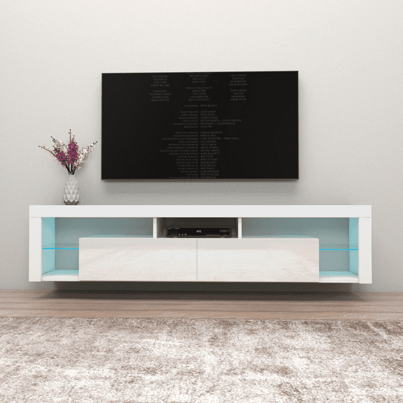 Meble Furniture Milano 200 LED Floating TV Stand for TVs up to 90", 79" Entertainment Center