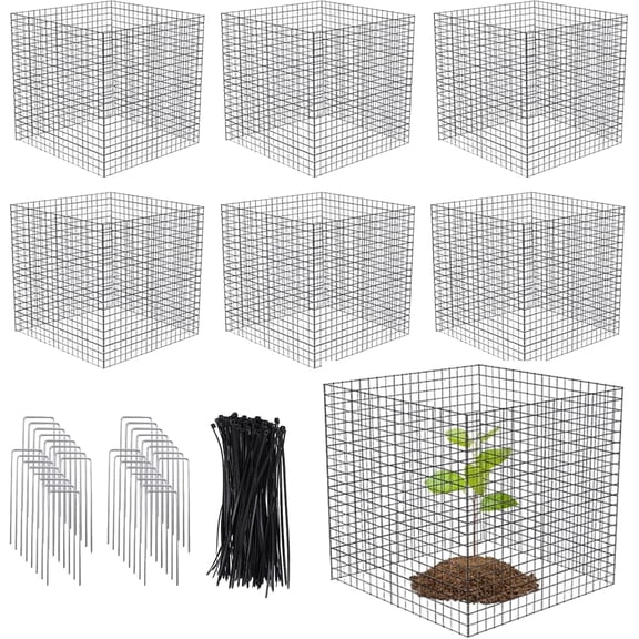 Small Wire Plant Protectors, 6 Pack Square Plant Protectors from Animals Mesh Plant Cage Chicken Wire Cover for Protect Plants, Garden,Shrubs and Vegetables from Animals(12x12 in)