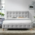thumbnail image 3 of Omax Decor Hugo Wood & Fabric Upholstered Queen Platform Bed in Light Gray, 3 of 4