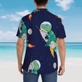 thumbnail image 3 of Lsque Astronaut Dinosaur and Space pattern Hawaiian Shirt for Men, Unisex Summer Beach Casual Short Sleeve Button Down Shirts-Small, 3 of 9