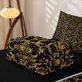 thumbnail image 5 of Erosebridal Southwestern Damask Zipper Full Size Comforter Sets with Fitted Sheet and 2 Pillowcases, Retro Blossom Zipper Bedding Set, Black Gold, Black Reversible, 5 of 7