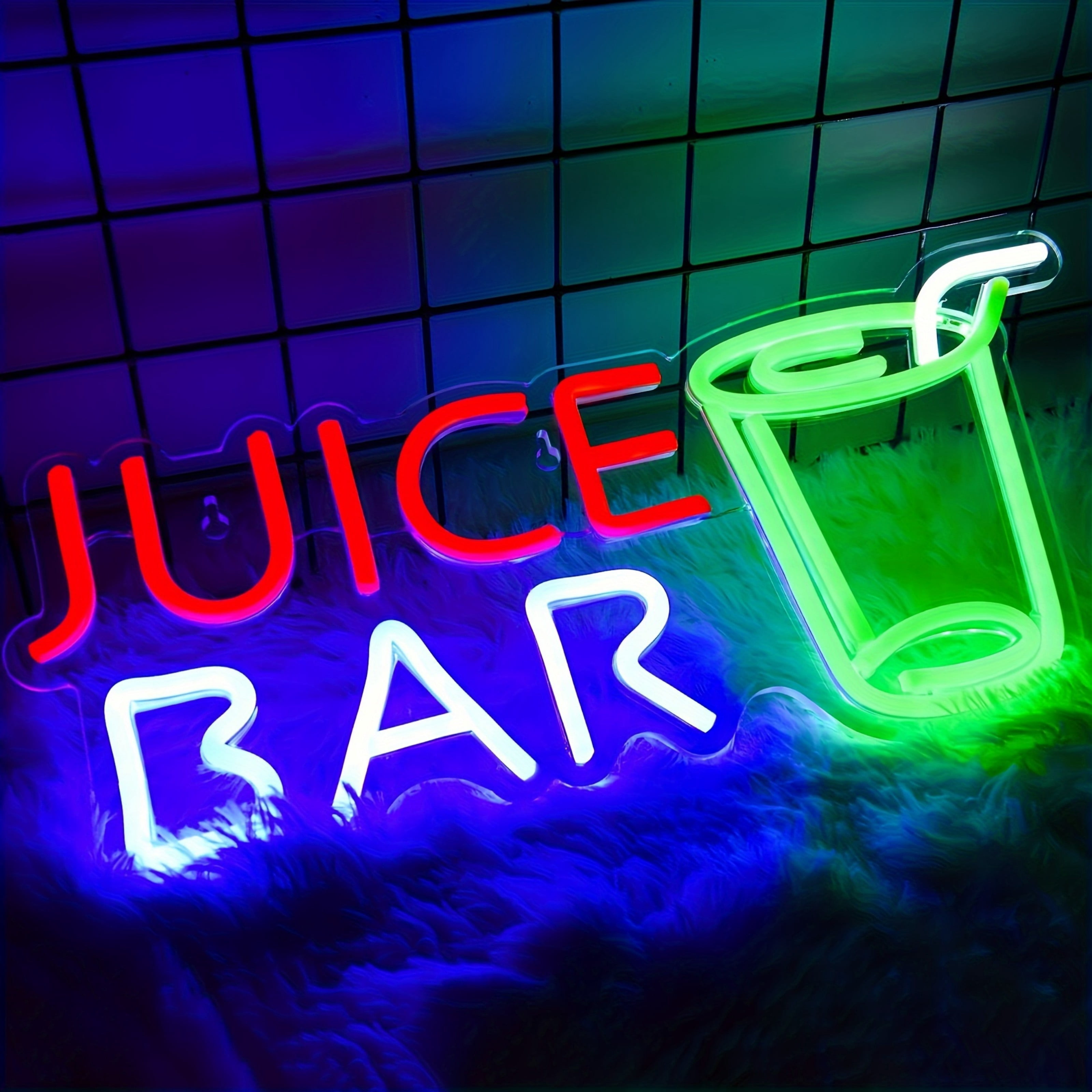 UPONRAY Juice Bar Neon Signs, 16.1"*7.1" Dimmable & USB-Powered LED Neon Light, Stylish Wall Decor for Juice Bar, Party, Restaurant, Living Room, Man Cave