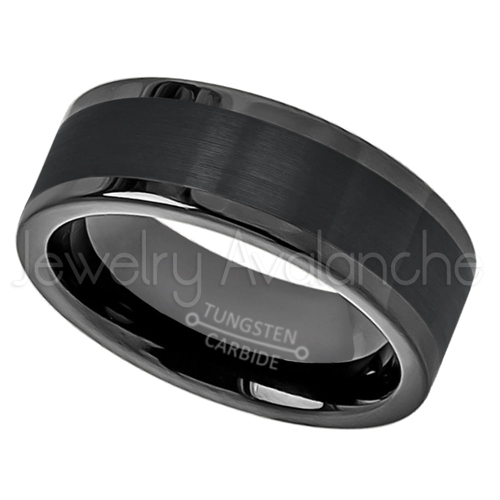 Ships Free - 8mm Wide - Mens U.S. Army Tungsten Carbide Wedding Ring Band. Military Wedding Ring Bands. Black Band with Silver Rims and Laser Etched U