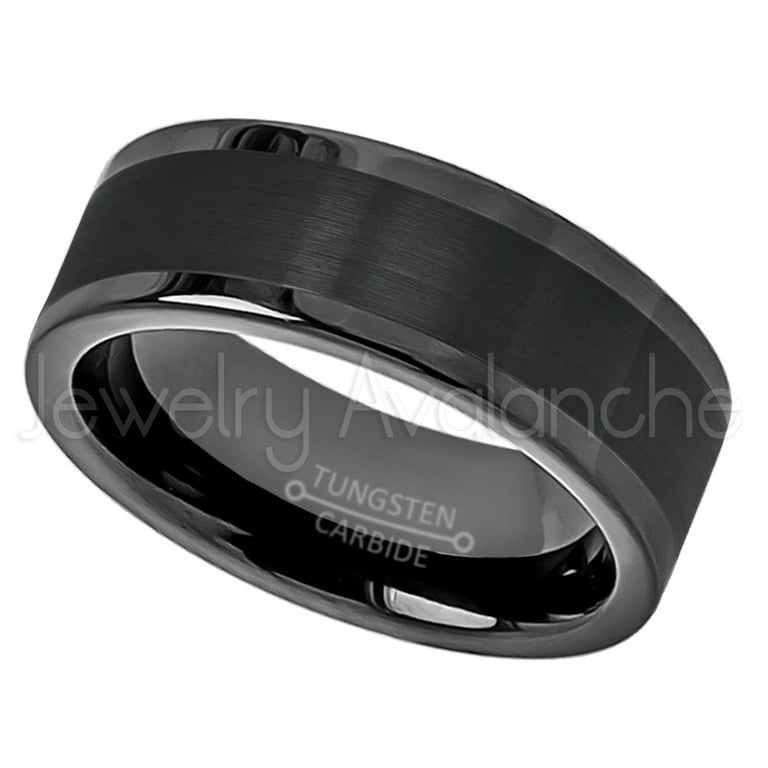 Metal Masters Men's Tungsten Carbide Black and Blue Textured Wedding Band  Ring Comfort Fit 8mm 9