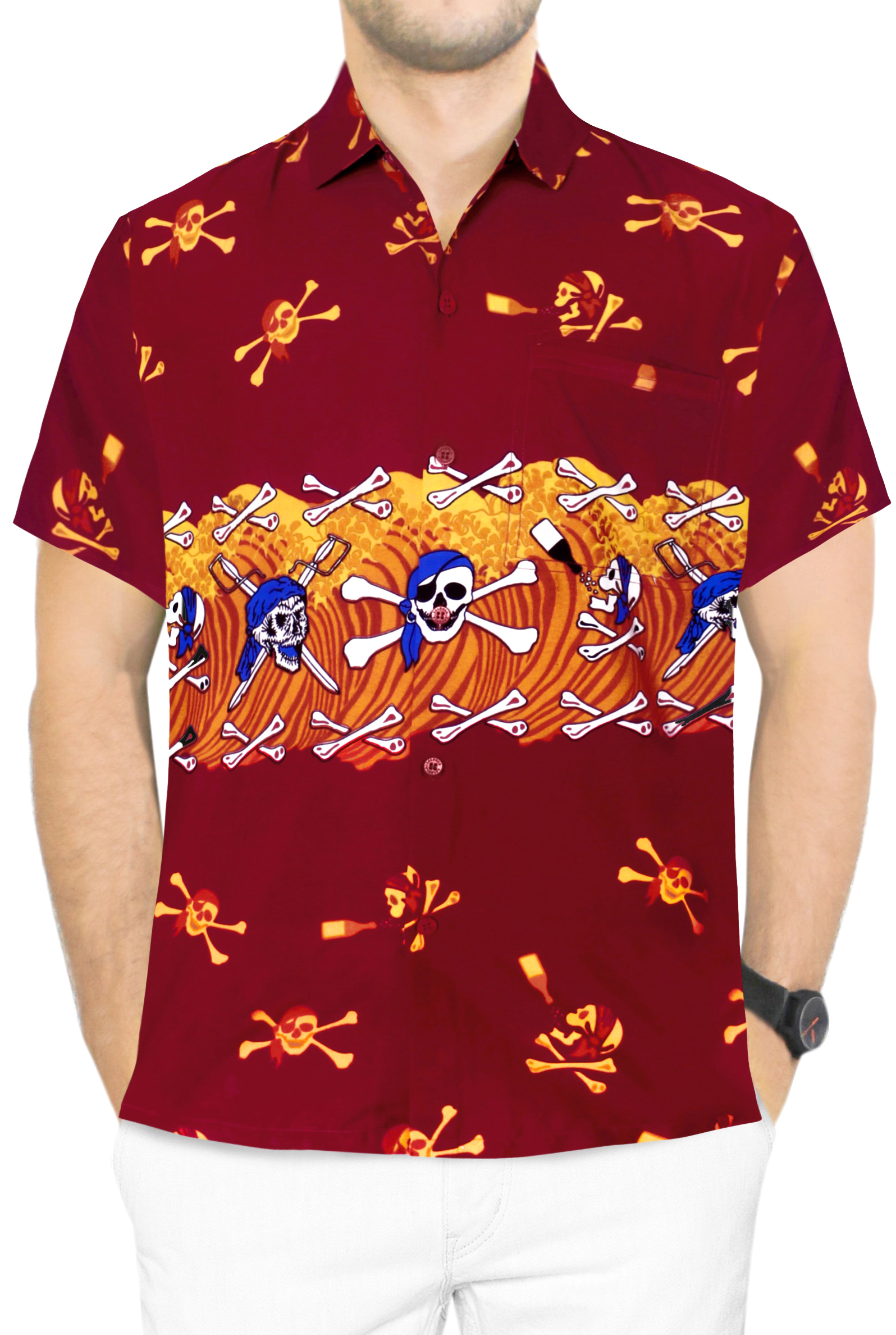 HAPPY BAY Men's Pirate Skulls Skeleton 