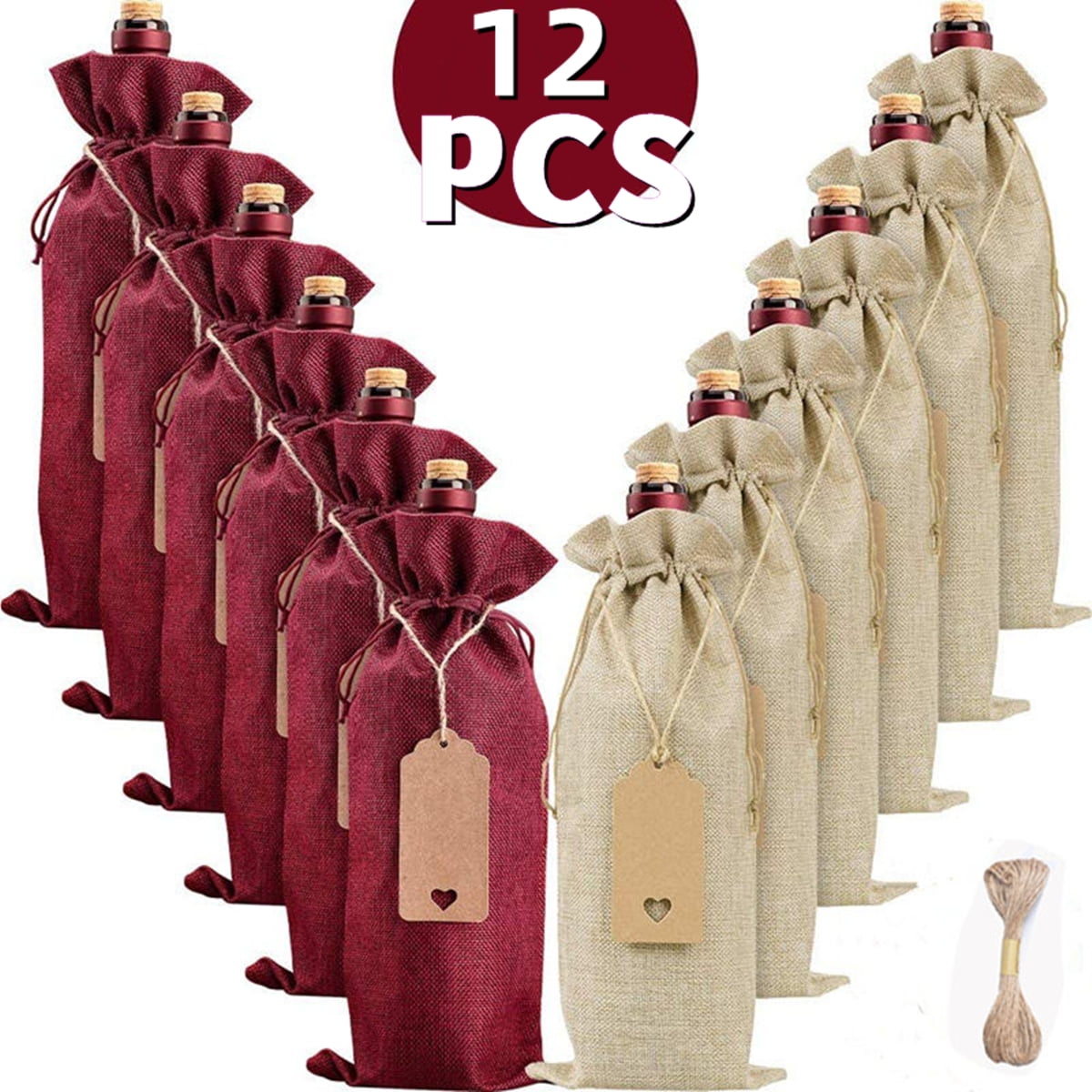 Christmas Burlap Wine Bags Wine Gift Bags Wine Bottle Bags with