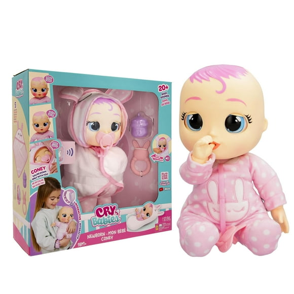 Cry Babies Nouveau-Né Coney - Poupée Interactive avec Plus de 20 Sons de Bébé, Filles & Enfants de 18 Mois et Plus