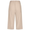 thumbnail image 7 of FAOWME Women's Casual Capri Pants High Waist Solid Color Straight Fit Elegant Comfortable Trousers With Pockets For Everyday Wear,Beige,Xl, 7 of 7