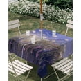 thumbnail image 3 of Square Outdoor Tablecloth with Umbrella Hole Spring Floral Outside Table Cloth Waterproof Patio Table Cover Pastoral Flowers Oil Painting Modern Art Purple Zipper Tablecloths for Picnic 54x54 Inch, 3 of 8