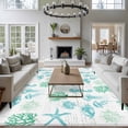 thumbnail image 4 of Seahorse Coral Shell Washable Living Room Rugs 5'x7', Starfish Ocean Low Pile Throw Large Area Rugs Non-Slip Sturdy Edge Binding Carpet for Dining Room Bedside Kitchen, 4 of 9