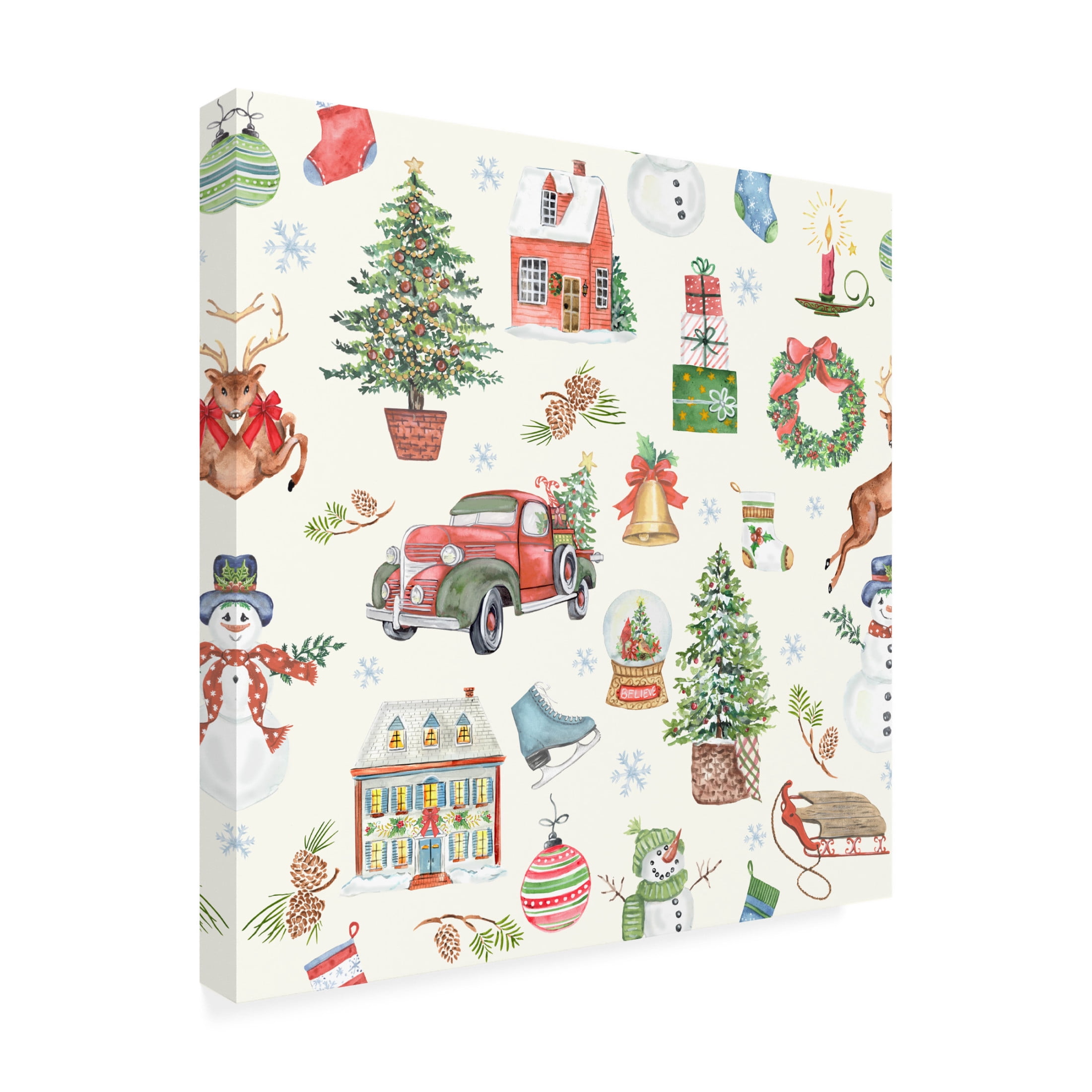 Canvas Wall Art - Jean Plout 'Holiday Memories C' Wall Art for Living Room, Bedroom, or Office Décor by Trademark Fine Art - 24 x 24 Inches