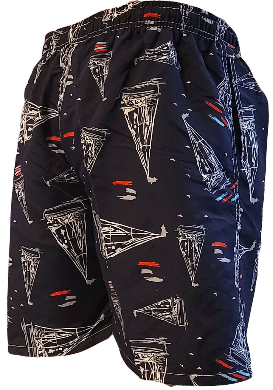 Men's Elastic Waist Swim Shorts, Swimming Trunks, Board Shorts, Bathing Suit w/ Two Side Packets