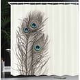 thumbnail image 4 of Ambesonne Peacock Shower Curtain, Feathers of Exotic Bird, 69"Wx75"L, White Taupe and Blue, 4 of 5