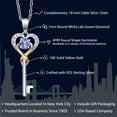 thumbnail image 2 of 925 Sterling Silver and 10K Yellow Gold Blue Tanzanite and White Lab Grown Diamond Heart and Key Pendant Necklace for Women (0.32 Cttw, Gemstone December Birthstone, with 18 inch Chain), 2 of 6