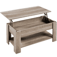 thumbnail image 2 of Fullfurnique Lift Top Coffee Table with Hidden Compartment & Open Shelf, Gray, 2 of 7