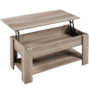 Alden Design 39in Wood Lift Top Coffee Table with Hidden Compartment & Storage for Livingroom, Gray