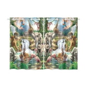 CADecor The Jungle Animals Window Curtain Window Treatments Kitchen Curtains 26x39 inches, 2 Pieces