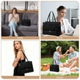 thumbnail image 2 of Bolso tote para mujer con compartimento térmico para almuerzo - Maletín para portátil 16.5" en PU impermeable - Con neceser de muñeca - Perfecto para oficina, viajes y uso diario - Negro, 42x28x30cm, 2 of 7