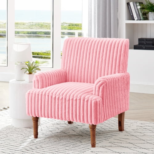Silla de acento moderno con 2 "Wide Wale Corduroy, 9" patas de madera maciza, cómodo sillón tapizado en café oscuro para la sala de estar
