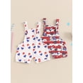 thumbnail image 4 of Aojekbee 4th of July Toddler Rompers Overalls Baby Girls Boys Ice Cream Stripe Stars Letter Print Sleeveless Bodysuits Summer Jumpsuit, 4 of 10