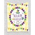 thumbnail image 1 of New Orleans Tapestry, Mardi Gras Carnival Theme with Traditional Motifs on Triangle Shapes Background, Wall Hanging for Bedroom Living Room Dorm Decor, 40W X 60L Inches, Multicolor, by Ambesonne, 1 of 2