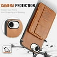 thumbnail image 5 of for iPhone 16e Wallet Case with RFID Blocking Credit Card Holder,PU Leather Folio Flip Kickstand Handle Wrist Strap Shockproof Cover Women Men for iPhone 16e Phone Case,Brown, 5 of 9