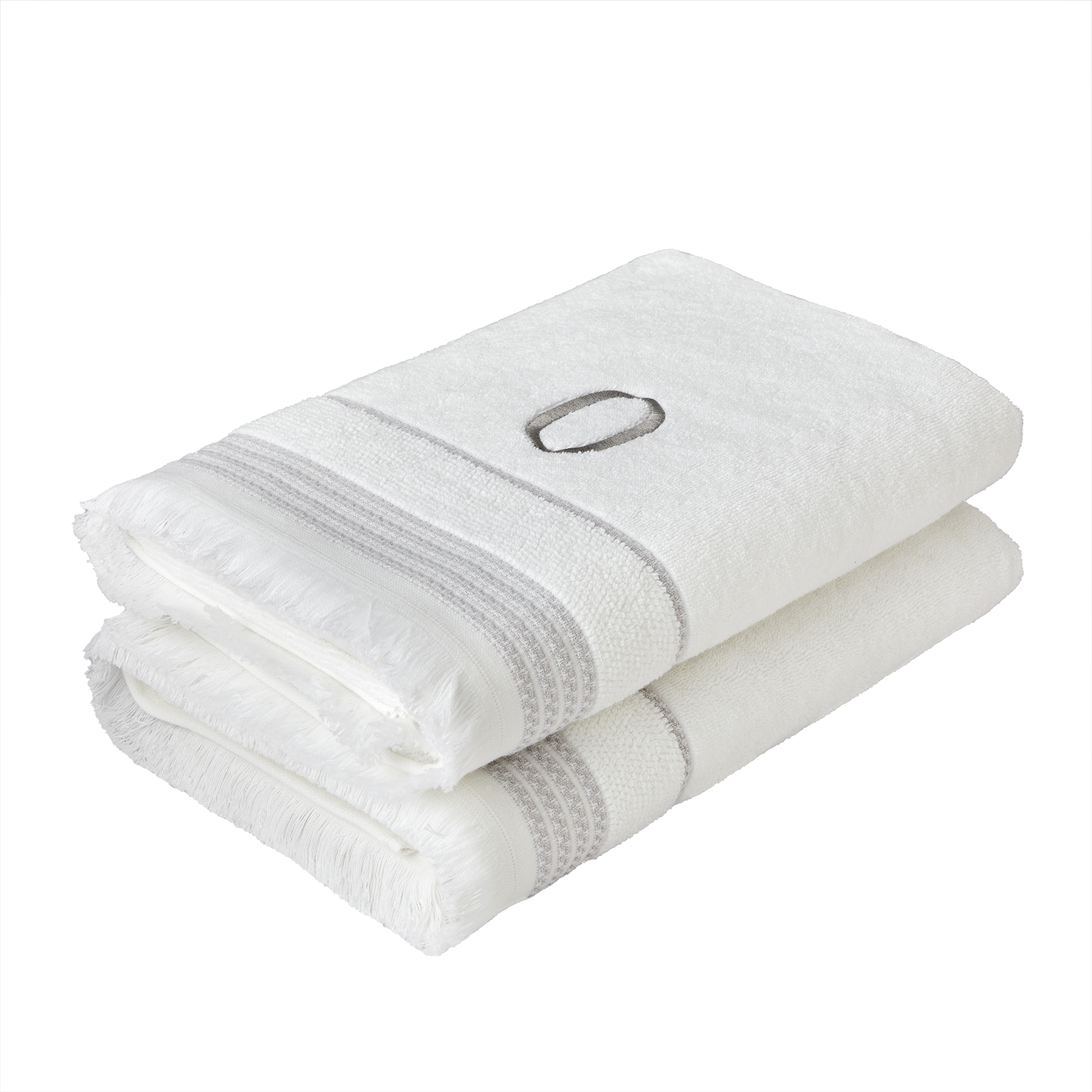 SKL Home Casual Monogram Bath Towel, "O", White