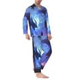 thumbnail image 2 of Balery Red And Blue Fire Dragon Pijama para Hombre de Dos Piezas con Manga Larga, Conjunto de Dormir y Descanso Suave con Bolsillos-Large, 2 of 7